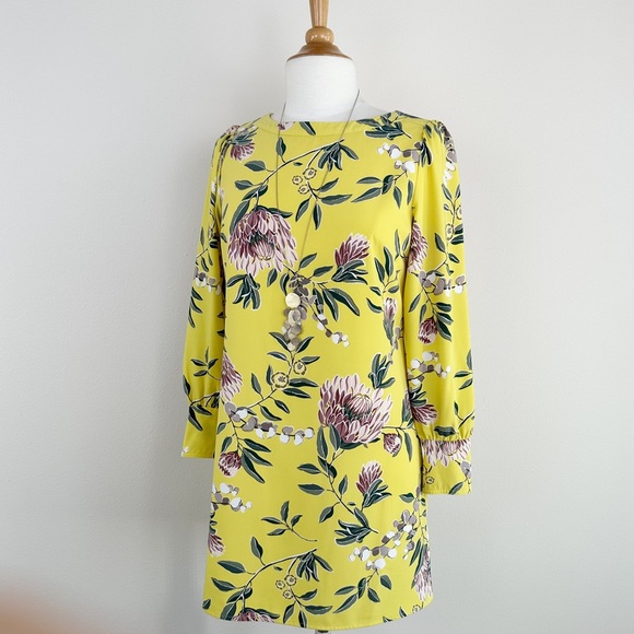 Ann Taylor LOFT Dresses & Skirts - Ann Taylor LOFT Petites Size 4P Long Sleeves Yellow Floral Dress